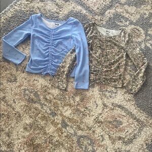 SO Kids Floral Long Sleeve Tops - Blue and Brown